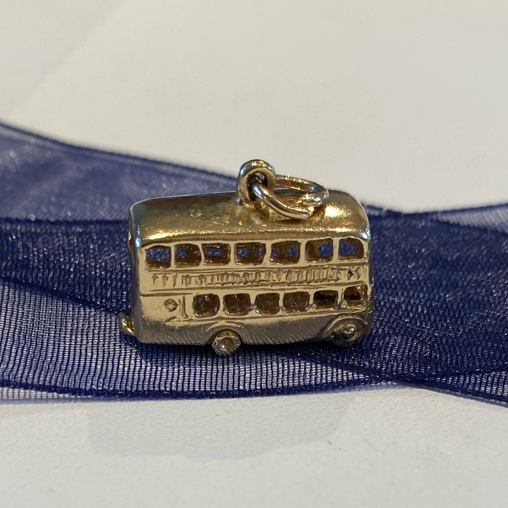 14K Gold Double Decker Bus Charm